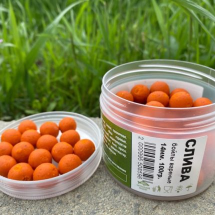 MULTIBAITS СЛИВА ПИКАНТНАЯ НАСАДОЧНЫЕ ВАРЕНЫЕ БОЙЛЫ 14ММ БАНКА 100ГР.
